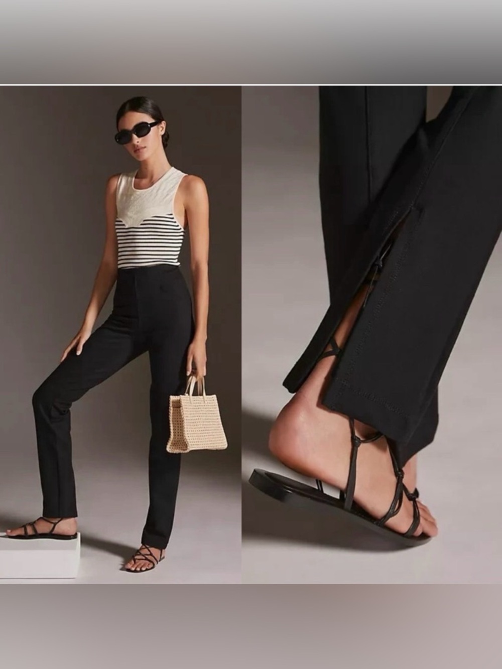 Anthro Maeve Black Slim Leggings Back Seam 27” inseam EUC